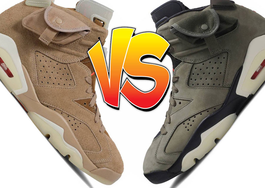 Travis Scott Air Jordan 6 Olive vs Air Jordan 6 British