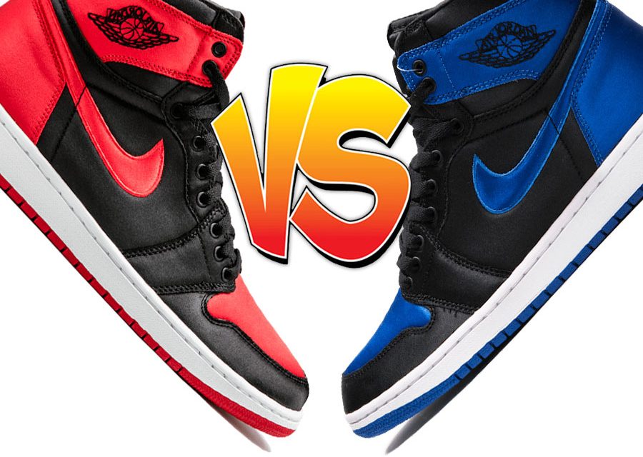 Air Jordan 1 Satin Bred vs Air Jordan 1 Satin Royal