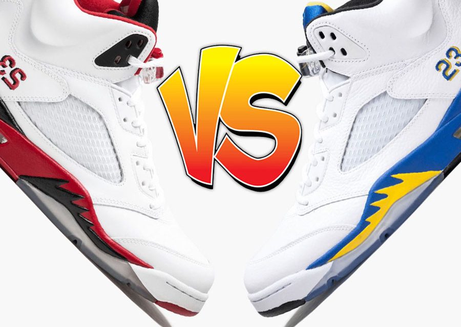 Air Jordan 5 Fire Red vs Air Jordan 5 Laney Comparison