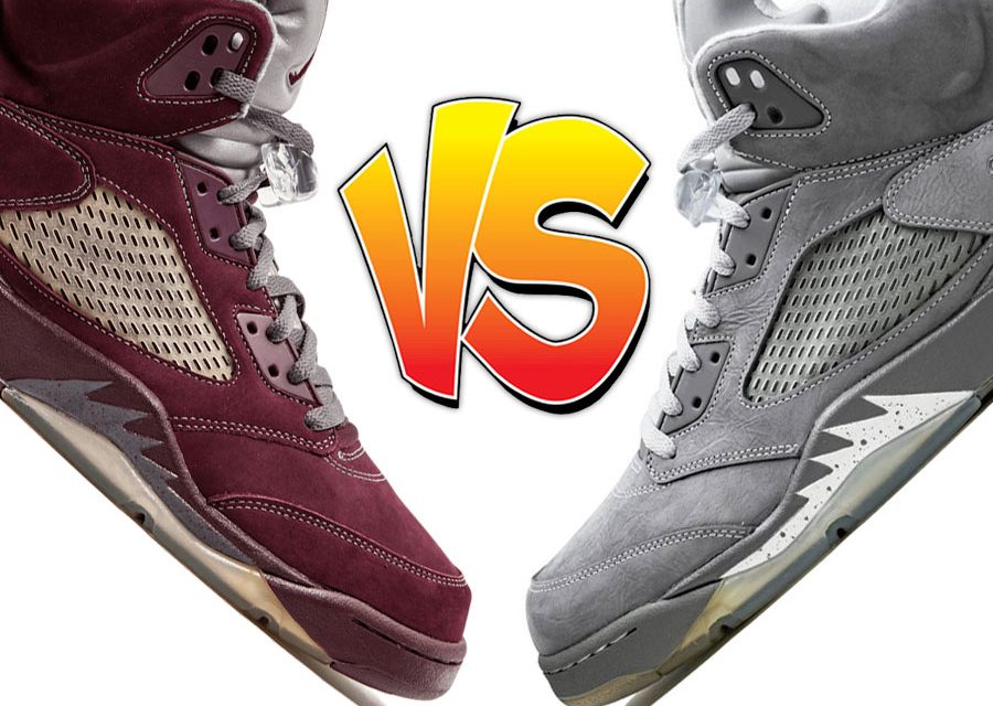 Air Jordan 5 Burgundy vs Air Jordan 5 Wolf Grey Comparison