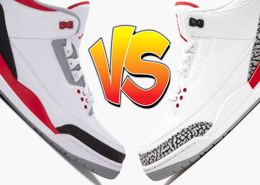 Air Jordan 3 Fire Red vs Air Jordan 3 Katrina Comparison