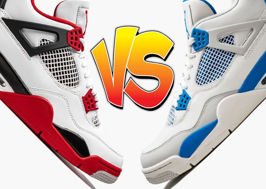 Air Jordan 4 Fire Red vs Air Jordan 4 Military Blue