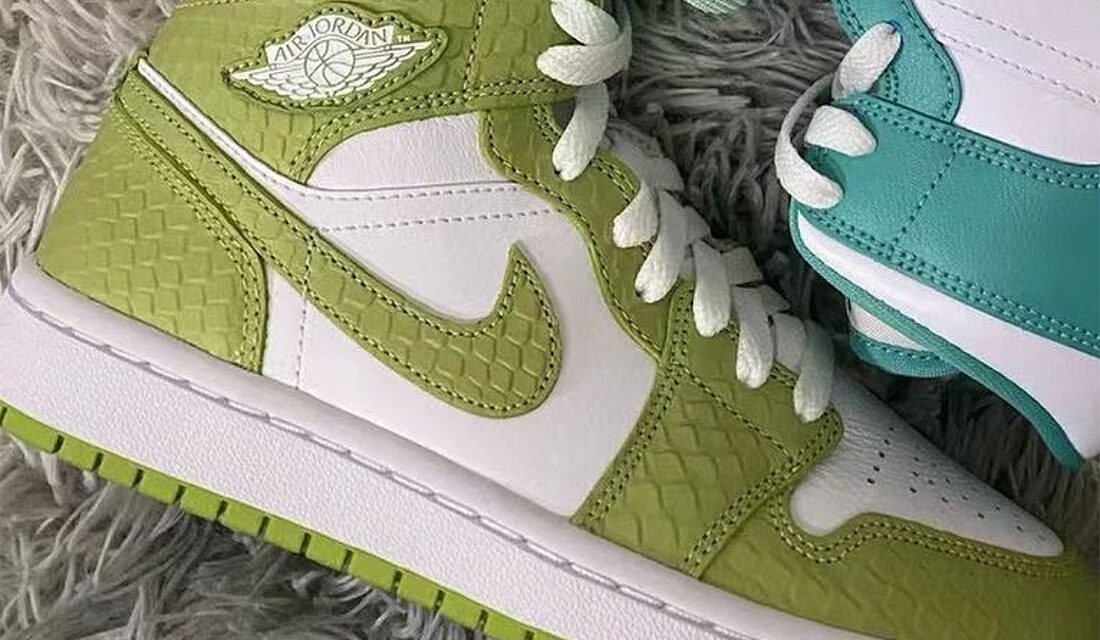 Air Jordan 1 Mid Green Python Snakeskin Release Date