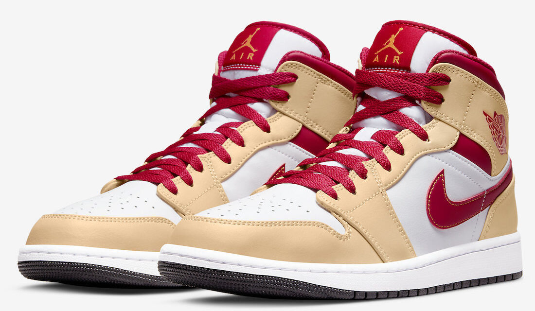 Air Jordan 1 Mid Beige Tan Red 554724-201 Release Date
