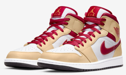 Air Jordan 1 Mid Beige Tan Red 554724-201 Release Date