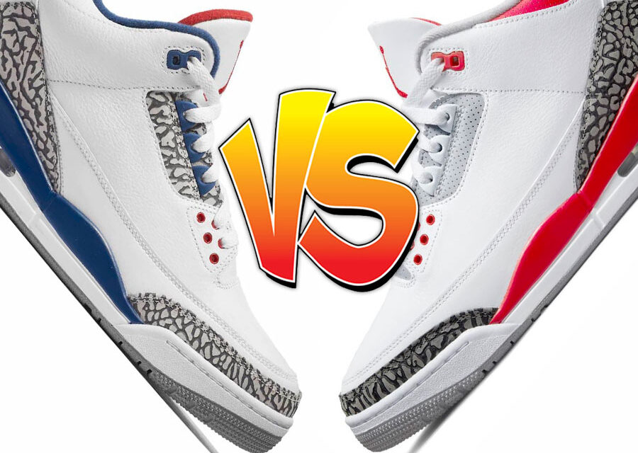 Air Jordan 3 True Blue vs Air Jordan 3 Fire Red Comparison