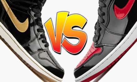Air Jordan 1 Patent Black Gold vs Air Jordan 1 Patent Bred