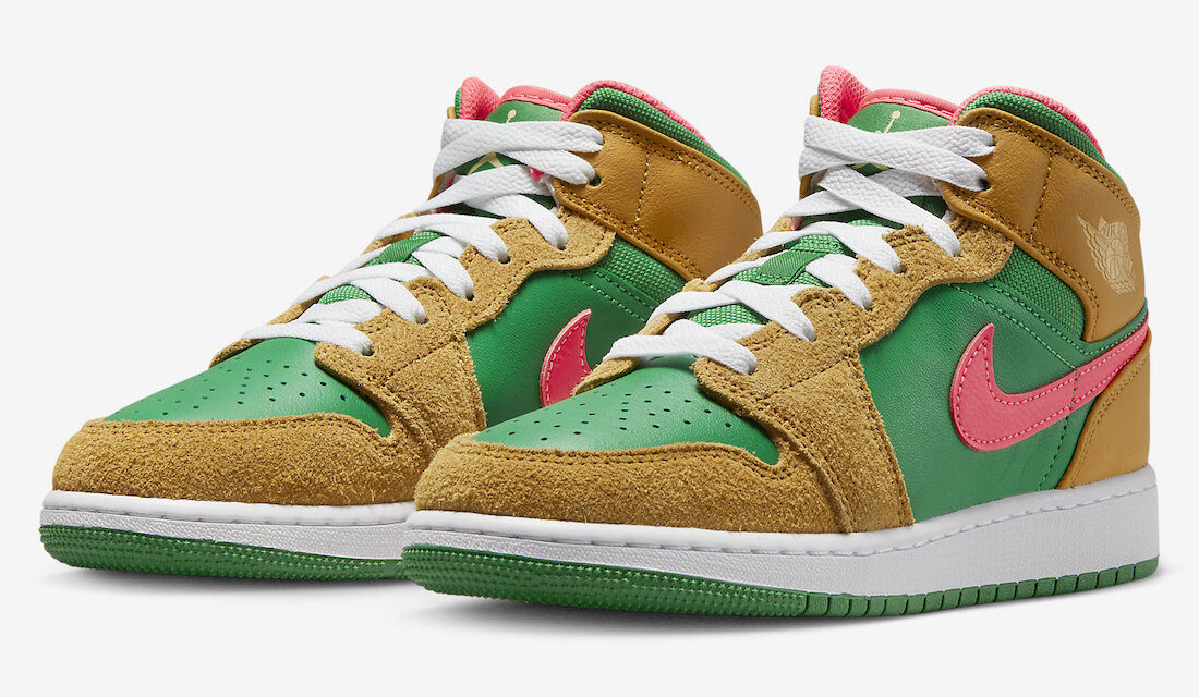 Air Jordan 1 Mid GS Wheat Green Pink DX4365-700 Release Date