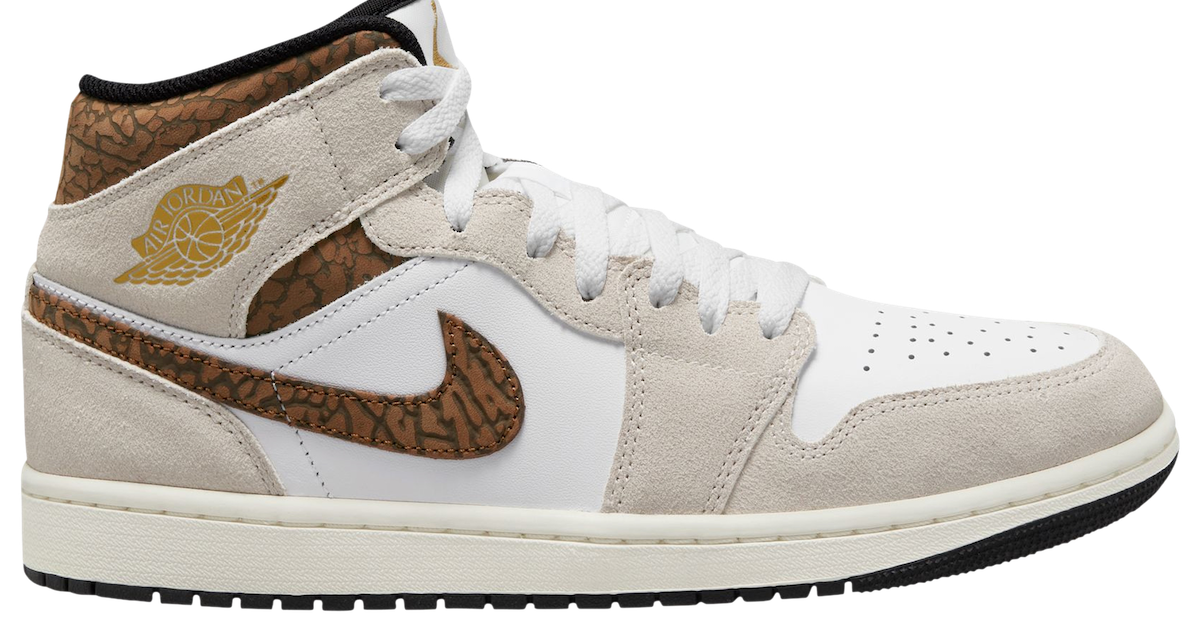 Air Jordan 1 Mid SE Brown Elephant Print DZ4129-102 Release