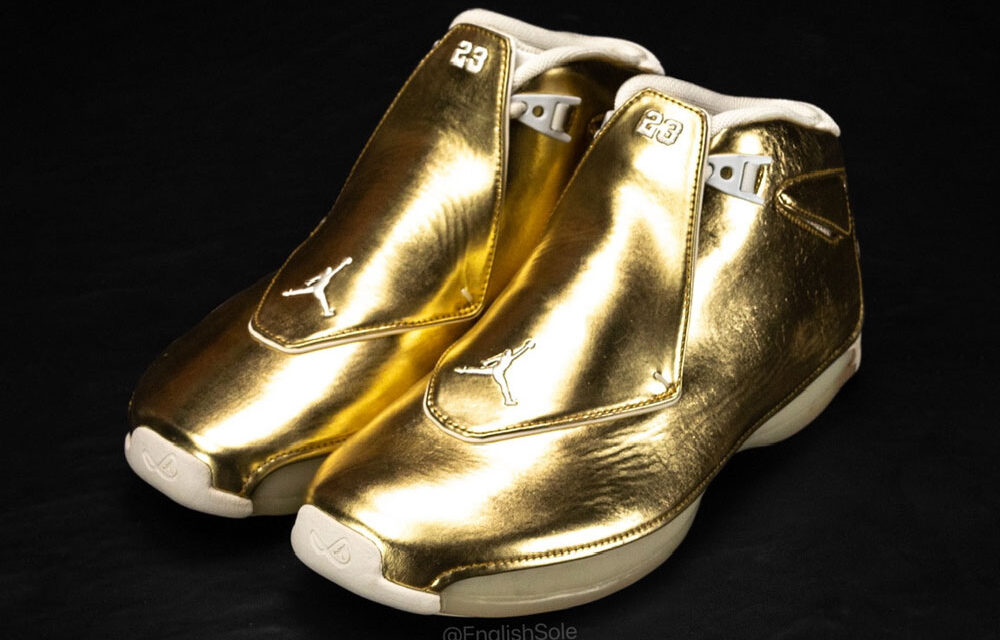 Detailed Look at Drake’s Air Jordan 18 OVO “Gold” Sample