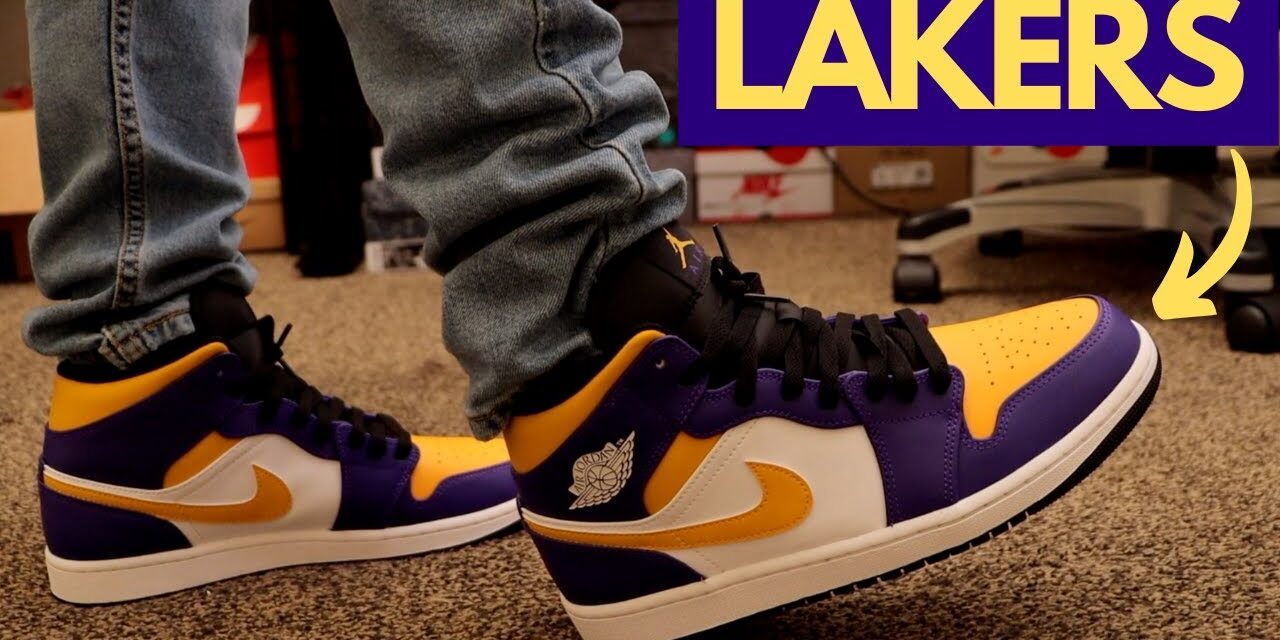 Jordan 1 Mid Lakers Unboxing + On Feet!