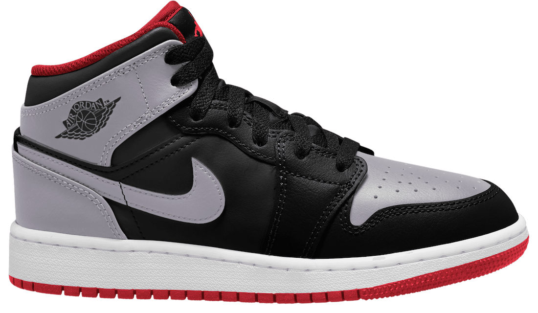 Air Jordan 1 Mid GS Black Grey Red DQ8423-006