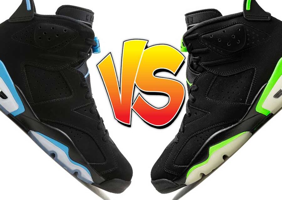 Air Jordan 6 UNC vs Air Jordan 6 Electric Green Comparison