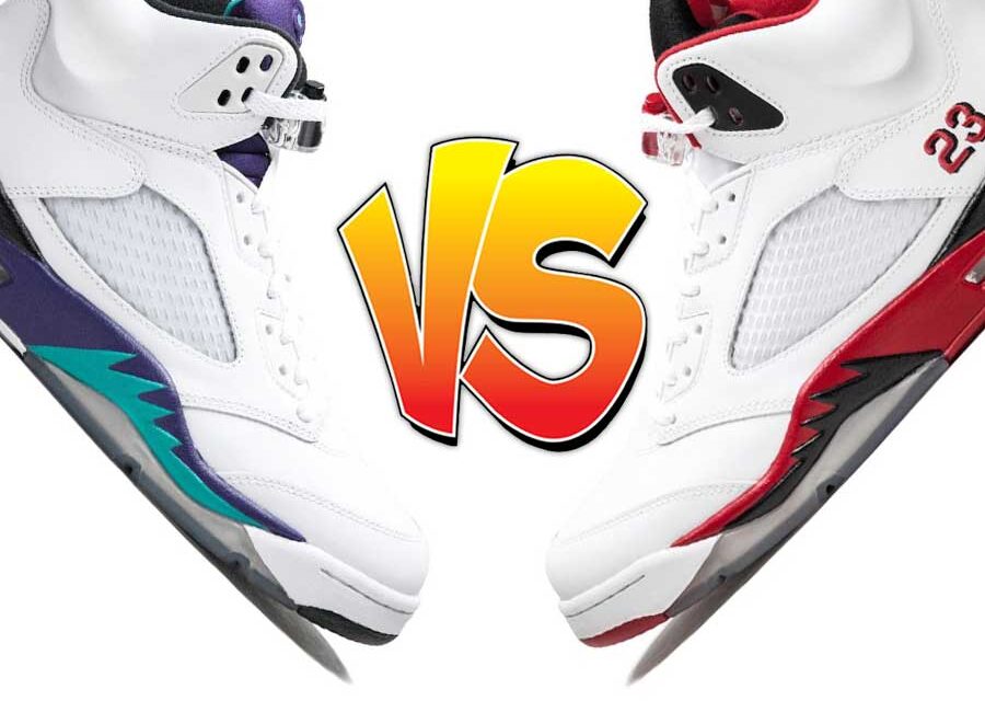 Air Jordan 5 Grape vs Air Jordan 5 Fire Red Comparison