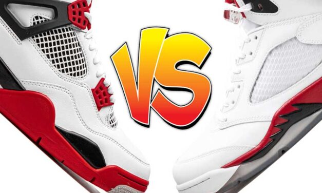 Air Jordan 4 Fire Red vs. Jordan 5 Fire Red (Black Tongue)