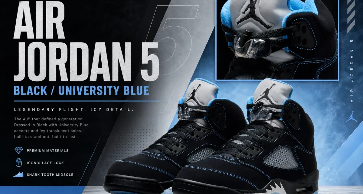 Air Jordan 5 “Black/University Blue” 2026 Release Date
